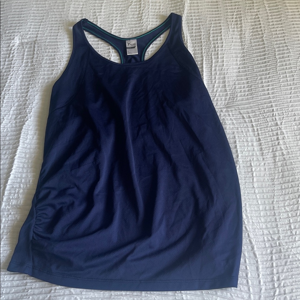 Old Navy Active Navy Blue Tank with Teal Accents